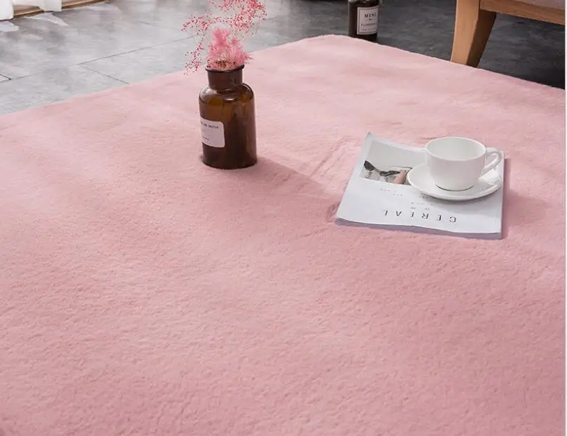 Pink Высококачественный ковер из искусственного меха кролика в скандинавском стиле для спальни прикроватный домашний утепленный журнальный столик для гостиной круглые плюшевые полноразмерные коврики - Цвет: Pink
