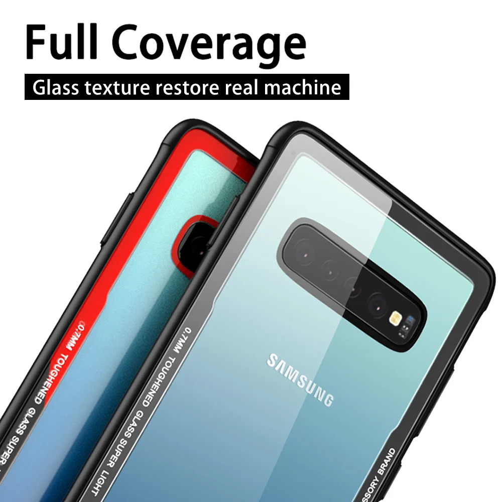 Стеклянный чехол для Samsung Galaxy S10 Lite прозрачный из закаленного стекла телефона Plus