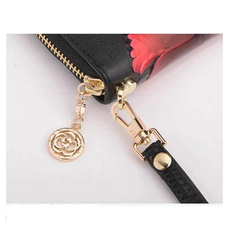 Женский Длинный кошелек из натуральной кожи с резьбой по цвету|Женские кошельки|