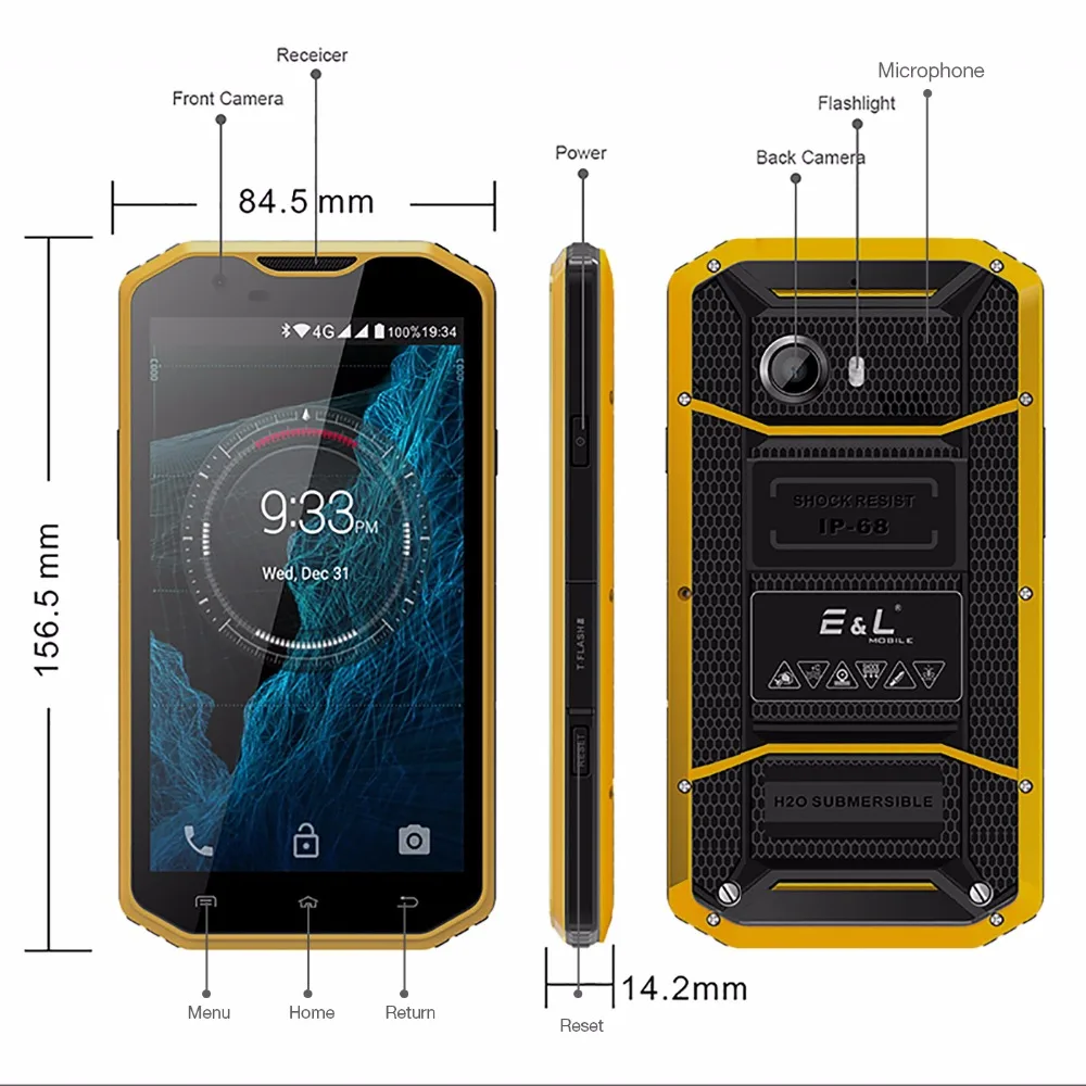 E & L W8 смартфон с 5 дюймовым дисплеем восьмиядерным процессором MTK6753 ОЗУ 2 Гб ПЗУ 16