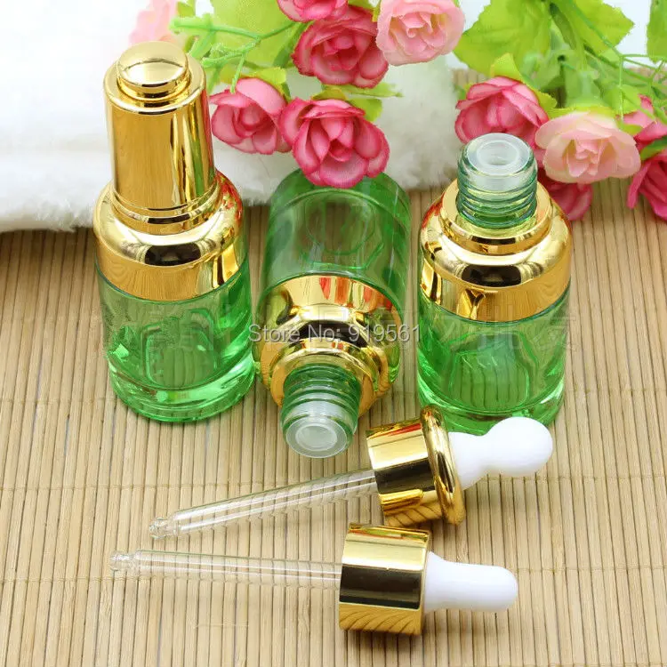 Зеленая стеклянная бутылка капельница для ароматерапии 30 мл жидкая