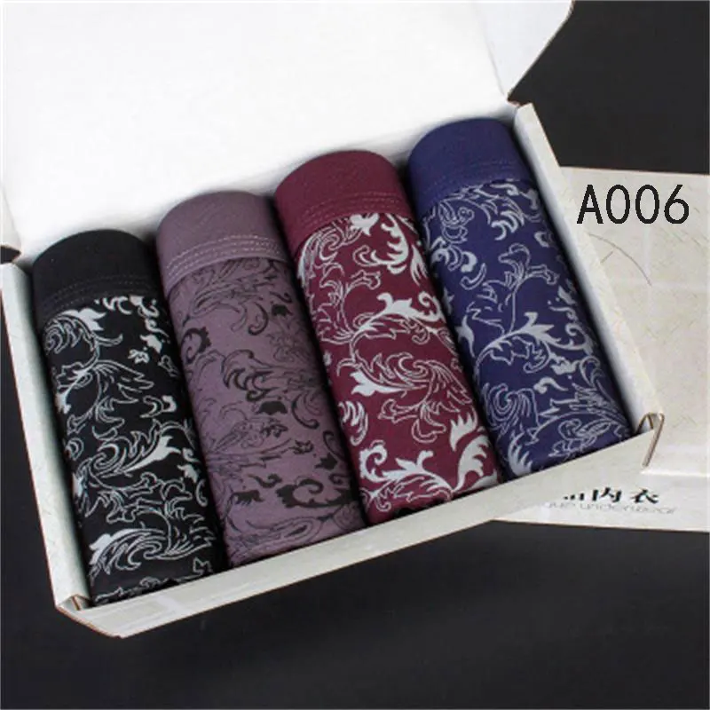 4pieces men's cotton plain underwear gift box four angle pure color pants wholesale | Мужская одежда