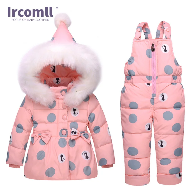 Ircomll новый зимний комплект одежды для девочек меховой с капюшоном одежда малышей