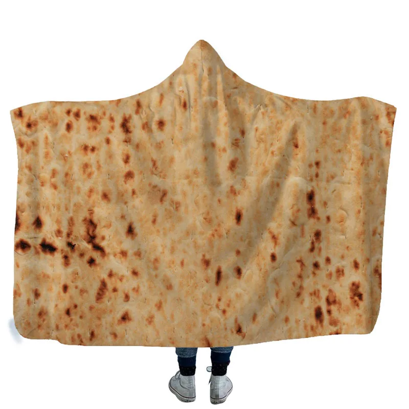 Оригинальное текстурное одеяло Tortilla Burrito с капюшоном мягкое супермягкое кепка