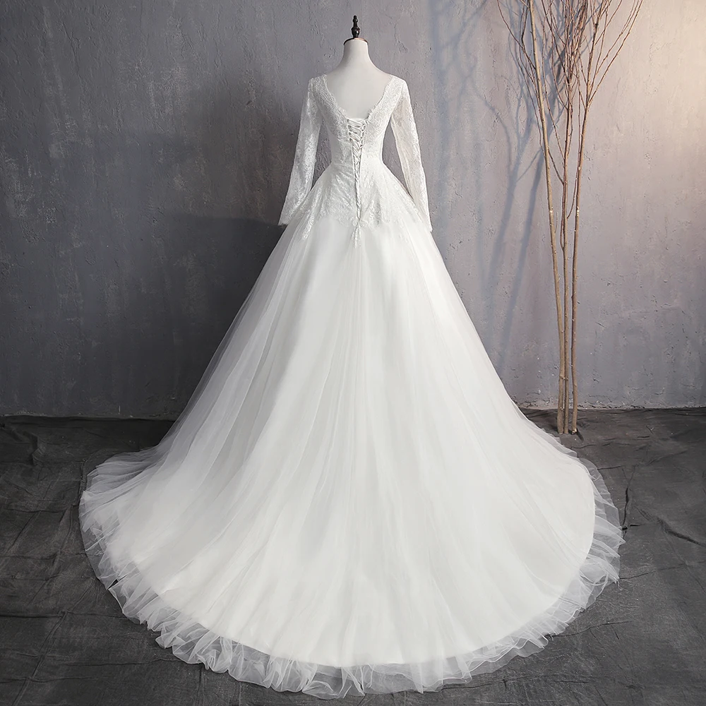 Fansmile Vestido De Noiva винтажное длинное бальное платье для процессии свадебное платье на заказ Плюс Размер свадебное платье FSM-593T