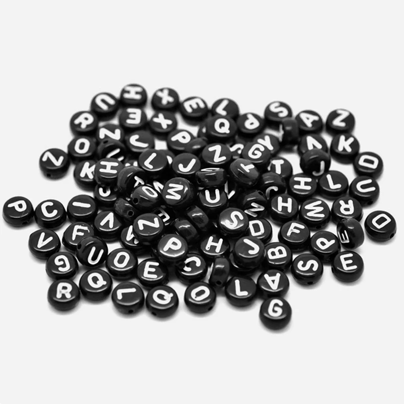 DoreenBeads черные акриловые шарики с алфавитом/буквой Rondelle 7 мм (1/4 &quot) 50 шт. | Украшения