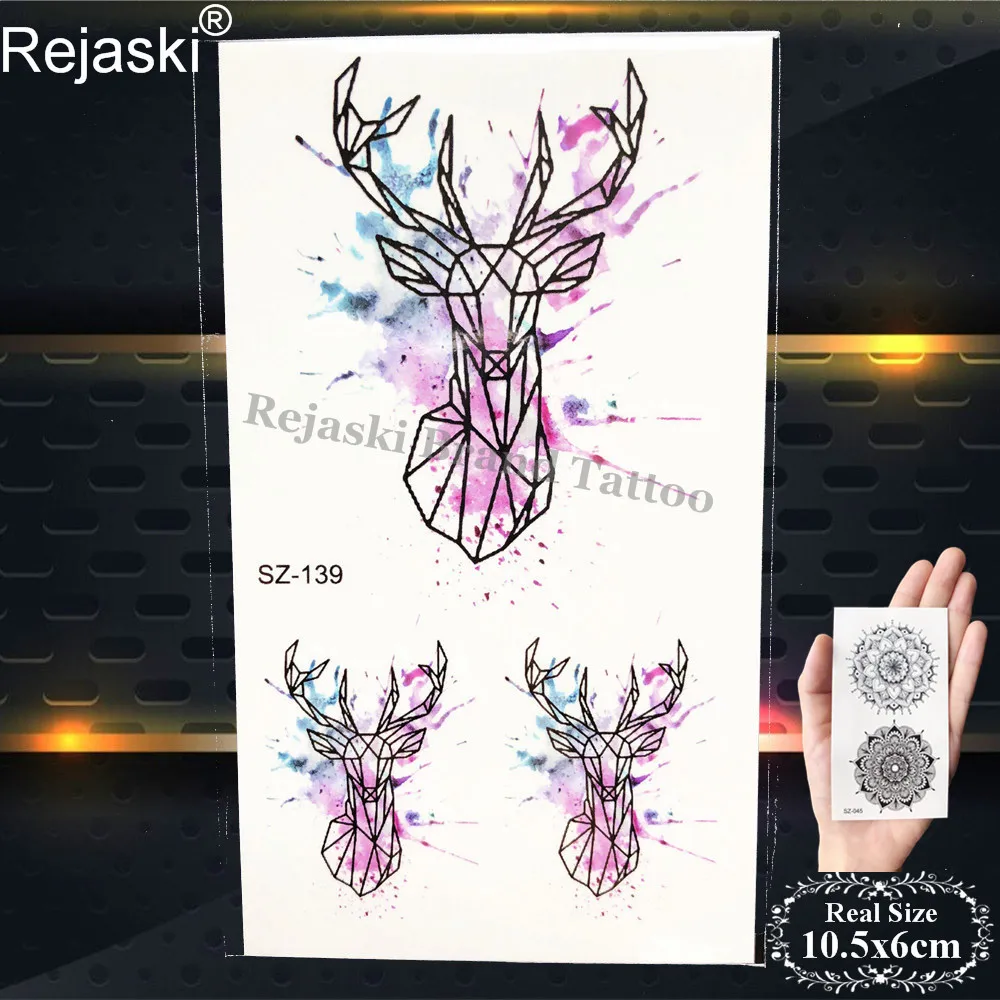 Rejaski черная крутая тотемная временная татуировка наклейки для женщин руки