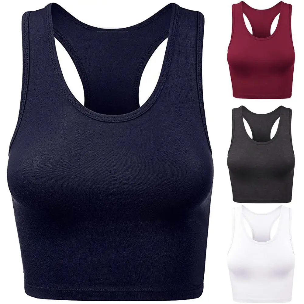 Crop Top Women Athletic Running Sports Bra Streetwear Gym Fitness Seamless Padded Vest Tank Tops 2019 New LD | Женская одежда