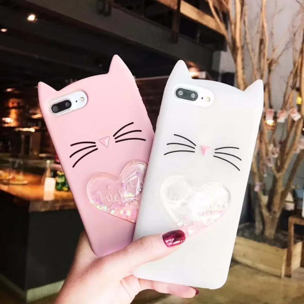 Милый чехол quicksand beard cat для iPhone 6 6s 7 8 plus X xs задняя крышка-чехол телефона | Мобильные