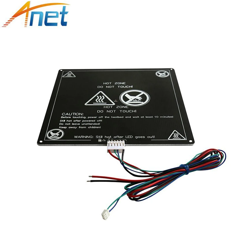 

Алюминиевая грелка Anet Heatbed 220 мм * 220 мм * 3 мм A6 A8 MK3 12 В MK2B и MK2A для 3D принтера Mendel RepRap i3 с кабелем, 5 шт.