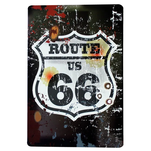 Ретро Настенный декор оловянные знаки Route 66 старинная дорога декоративные