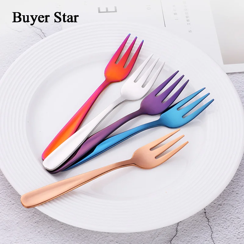 Buyer Star 8 шт. вилка для фруктов нержавеющая сталь три вилки бистро Коктейльная