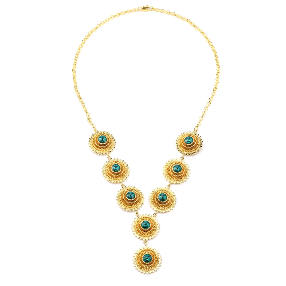 Женский комплект ювелирных изделий Ethlyn золотого цвета ожерелье + серьги браслет