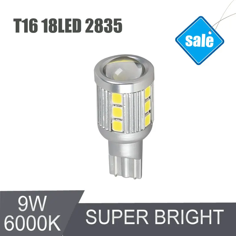 

6000K T16 Auto LED Cars Bulbs Front Rear Turn Signals Rear Back LED Lamp10V-36V Super Bright 9W White Light 18SMD Wholesale