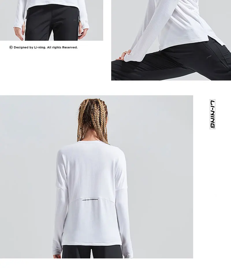 Li-Ning Women Running T-Shirt Warm Long Sleeve Shirts 95% Polyester 5% Spandex Loose Fit LiNing Sports Tops ATLN074 WTL1407