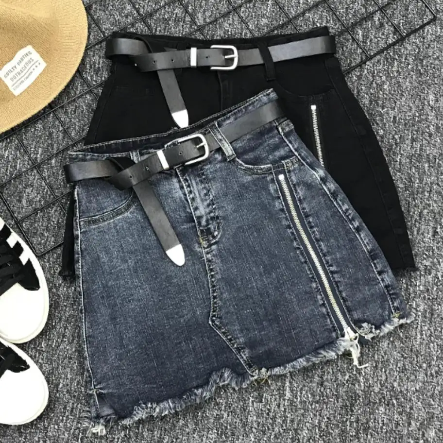 2019 Весенняя джинсовая юбка высокая облегающий талию бедра на молнии Женская