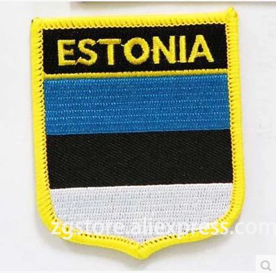 

Hot Sale ! Embroidery Patches National flag Emblem Patches Estonia Flag Iron on 7X6CM NGQ1013
