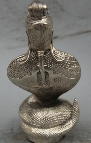 8&quot Tibet Tibetan Buddhism Silver Snake Naga Kanya Mother Kwan-yin Goddess Statue R0710 | Дом и сад