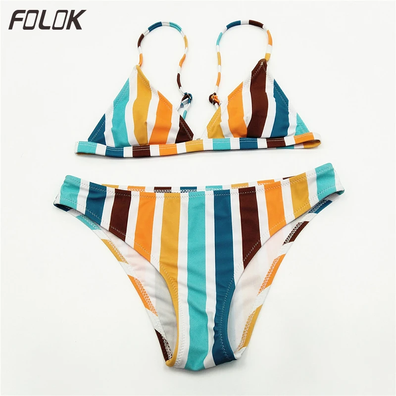 Купальник с эффектом пуш-ап бикини высоким вырезом 2019 женская одежда для купания