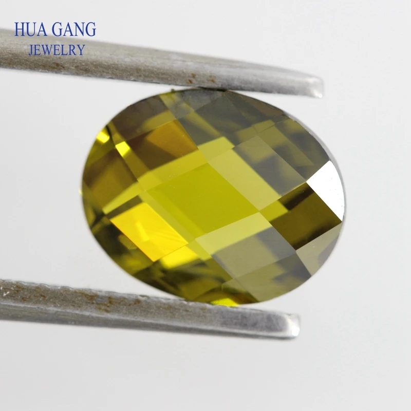 

Peridot CZ Stone Oval Shape Double Checkerboard Synthetic Gems Cubic Zirconia For Jewelry Size 3x5~13x18mm Free Shipping