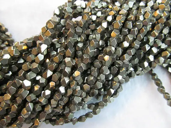 

2strands genuine Raw pyrite crystal nuggets faceted ,pyrite cube iron gold pyrite beads 6-12mm full strand