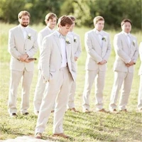 summer linen ivory men suits beach wedding suits for man tuxedos bridegroom groom wear 2piece prom party terno blazer masculino