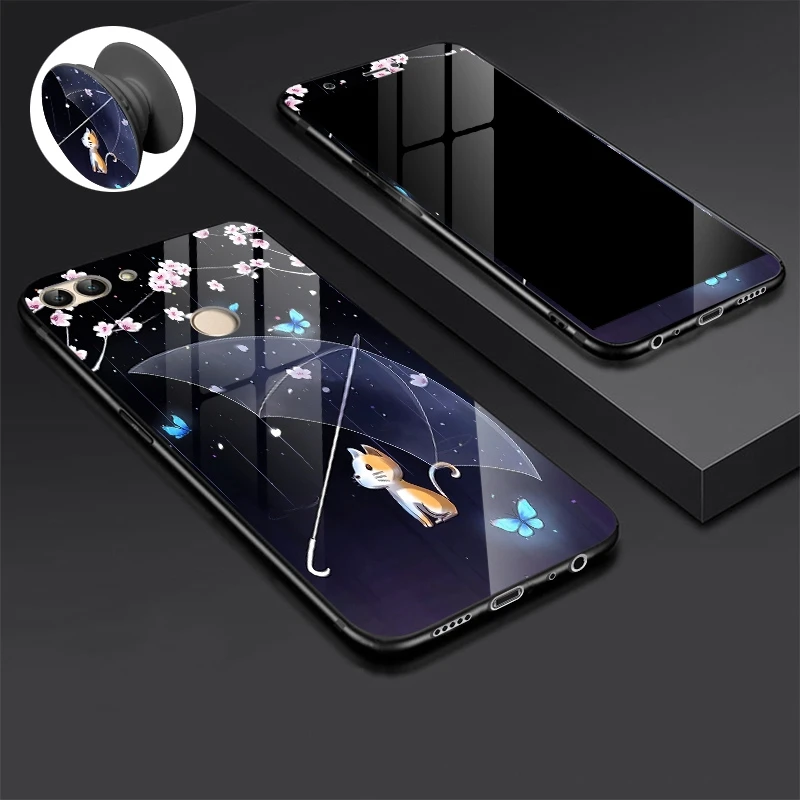 Чехол из закаленного стекла для huawei P Smart Enjoy 7s чехол противоударный мультяшный чехол для huawei Enjoy 7S чехол из закаленного стекла пленка