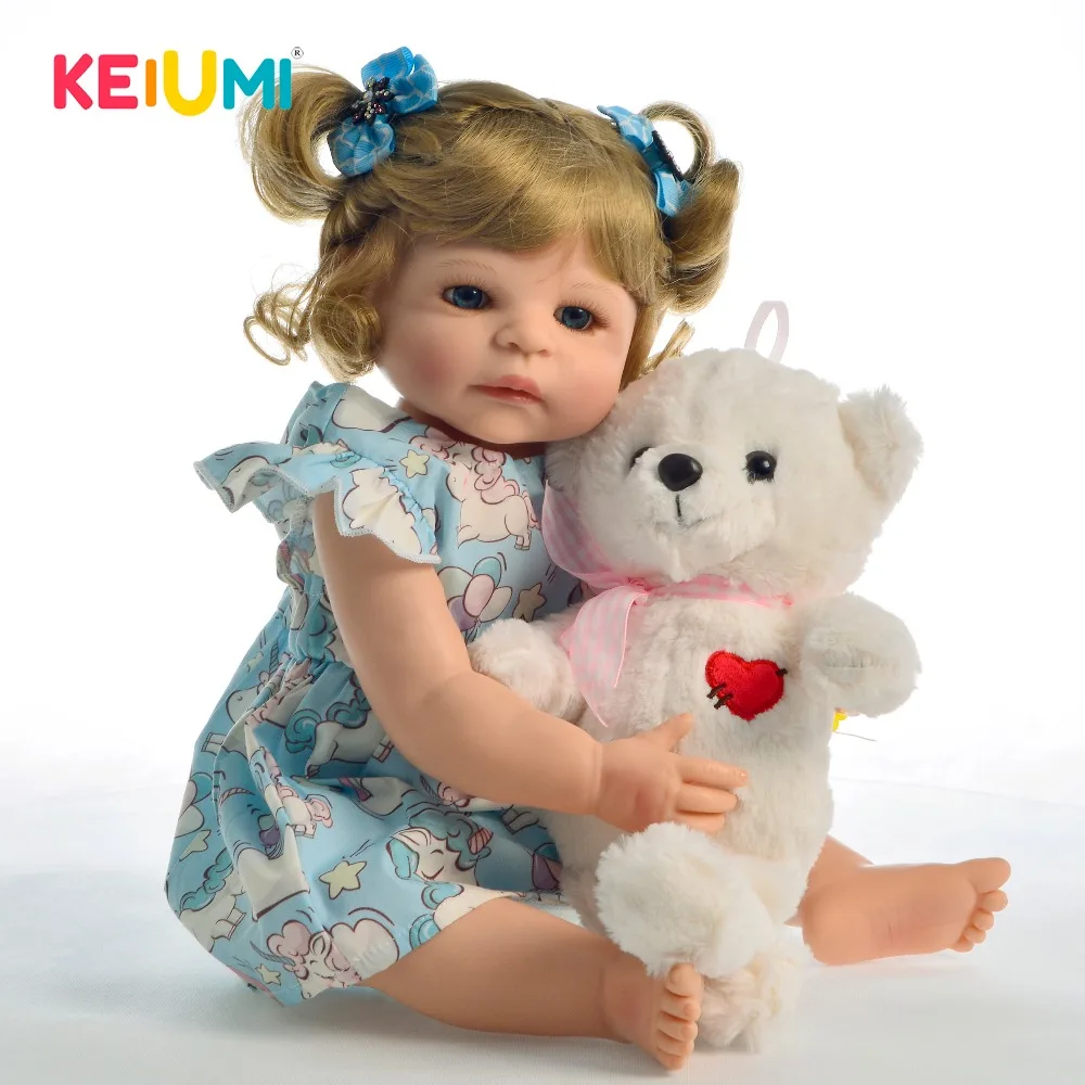 

KEIUMI детский реборн силиконовые милые куклы на все тело с золотыми кудрями 22 дюйма кукла реборн девочка кукла ручной работы малыш игрушки дл...