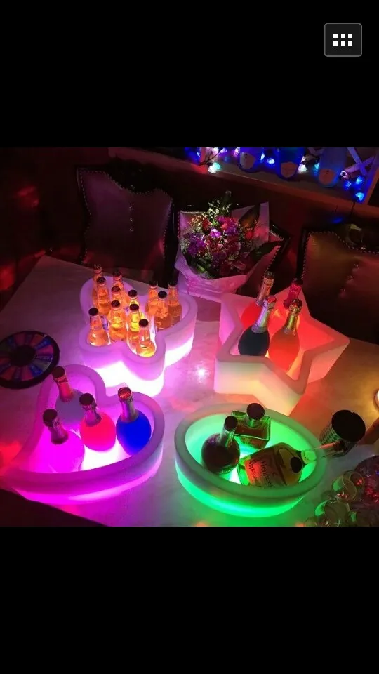 

KTV bar LED ice bucket heart shape PE colorful champagne bucket fall red wine cask /7 color changeable