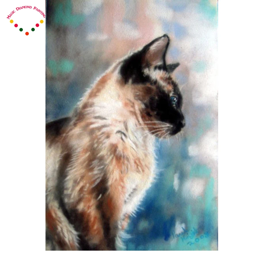 5D Diy diamond painting Colorful cute kitten crystalPainting diamonds decorative diy Black brown cat embroidery kits | Дом и сад
