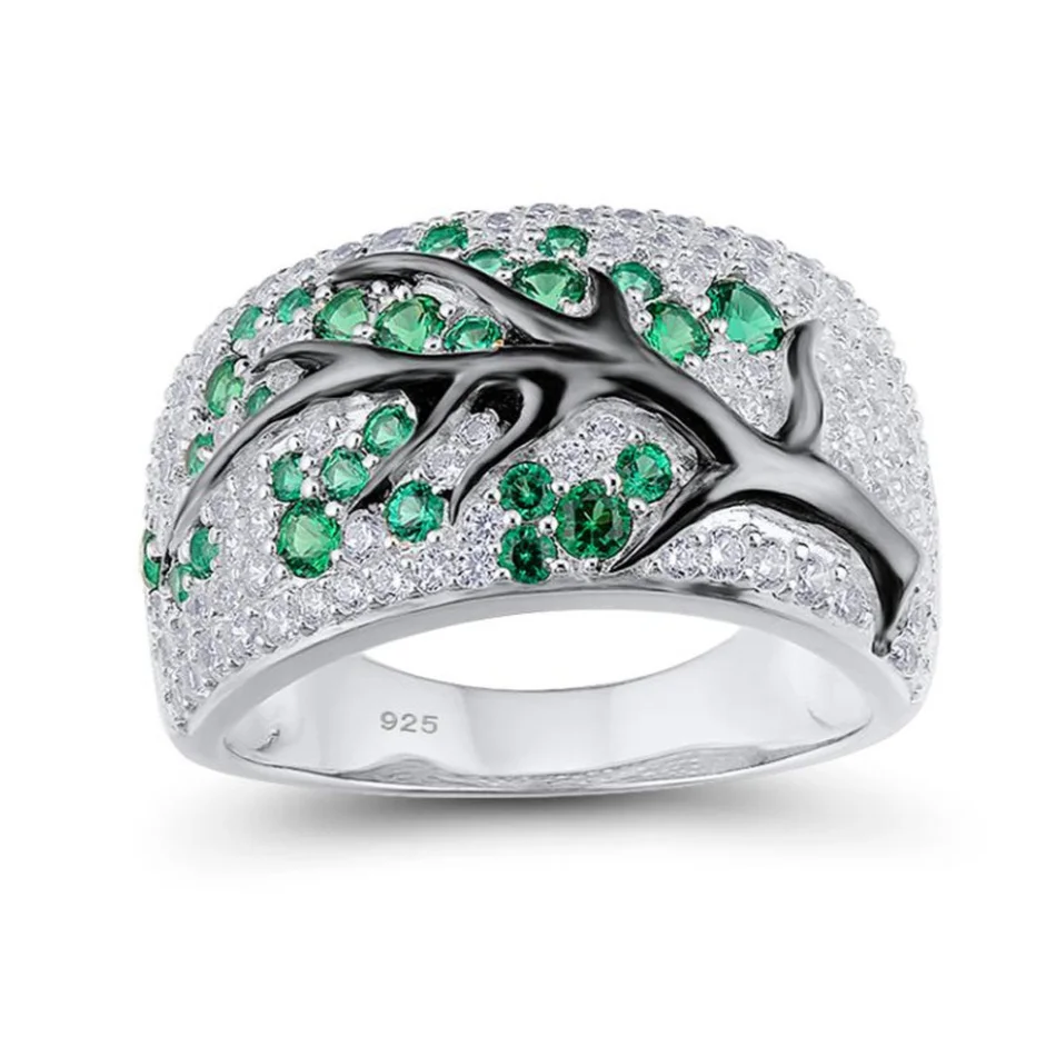 Роскошные серебряные кольца в виде цветка сливы ветки растения с узором розовое