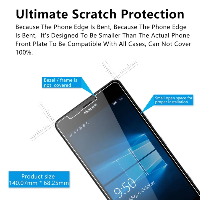 Закаленное стекло для Microsoft Lumia 535 550 650 630 635 530 Защитная пленка Nokia 640 950 XL 640XL 950XL |