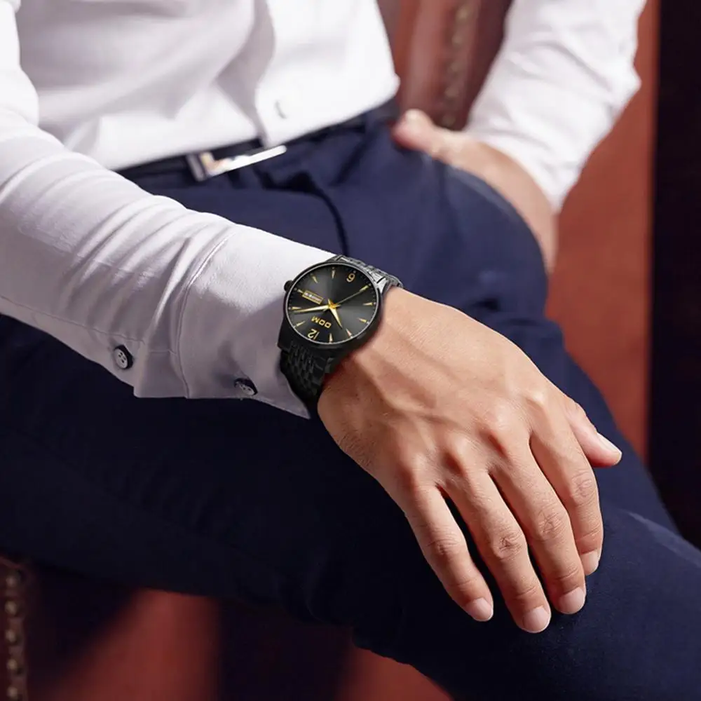 DOM Relogio Masculino мужские часы Роскошные Известный Топ бренд Мужская мода Повседневное платье часы Бизнес Кварцевые наручные M-11BK-1M89