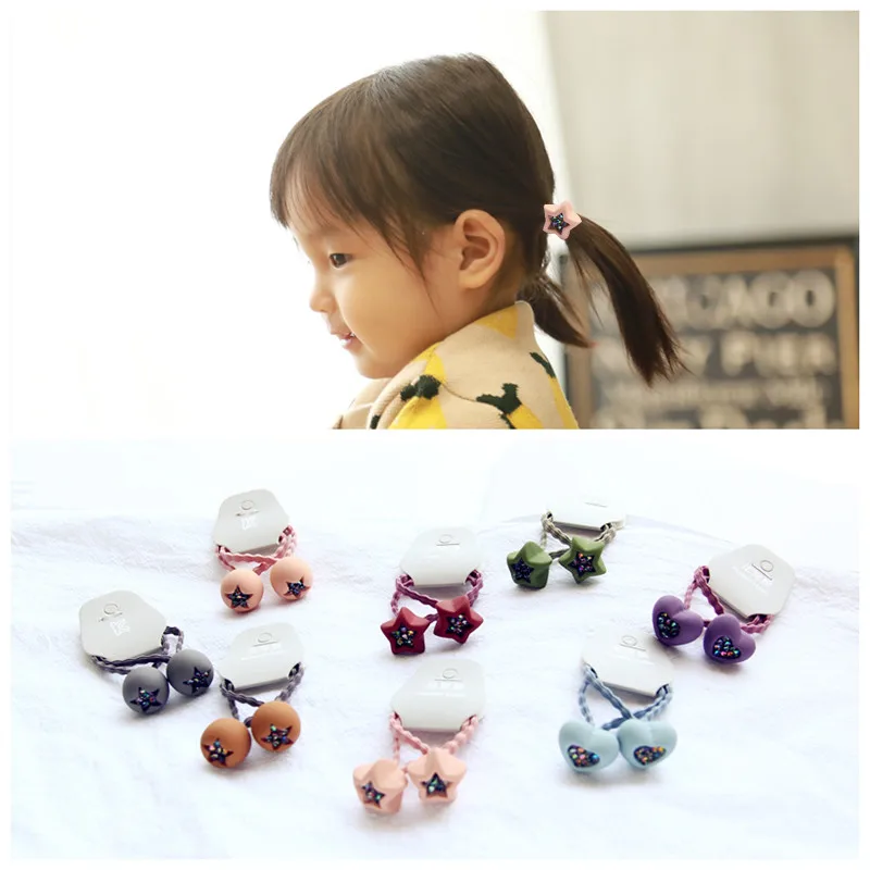 2 шт./лот стильные шарики звезды сердце женские модные резинки для волос простые