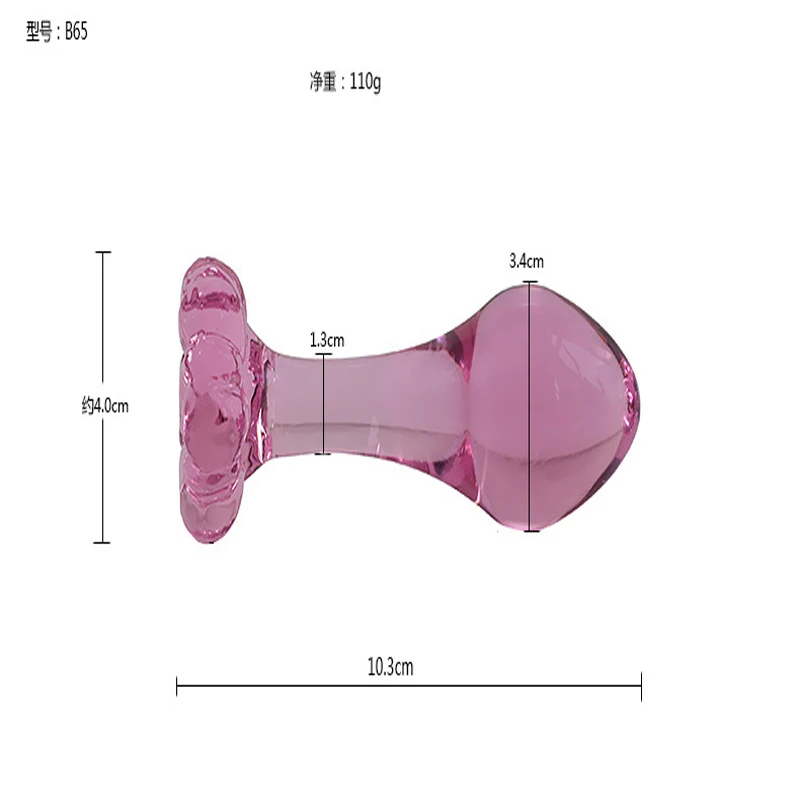 Pink trumpet back court glass anal plug ice fire stick men and women adult supplies sex tools flirt simulation phall |
