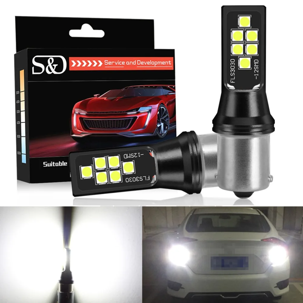 Светодиодсветодиодный автомобильные лампы S & D BA15S 1156 P21W 12 SMD 3030 чипы для сигнала