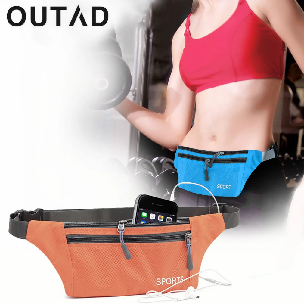 

OUTAD 2018 Unisex Pocket Sling Bag Sports Running Travel Security Waist Bum Bags