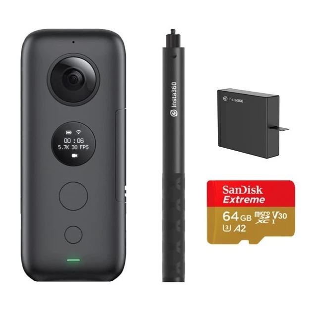 Bundle 2 Insta360 ONE X Экшн-камера 5,7 K видео 18MP фото VR Водонепроницаемая Insta 360 ONEX Мини спортивная камера для iPhone Android - Цвет: Bundle 2