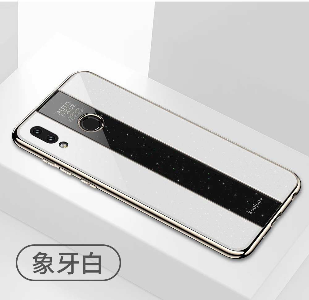 White KaiNuEn Coque, чехол, чехол, для Xiaomi Redmi Note 7 Pro Note7 7Pro Блестящий Роскошный Жесткий чехол из закаленного стекла для телефона 360 - Цвет: White