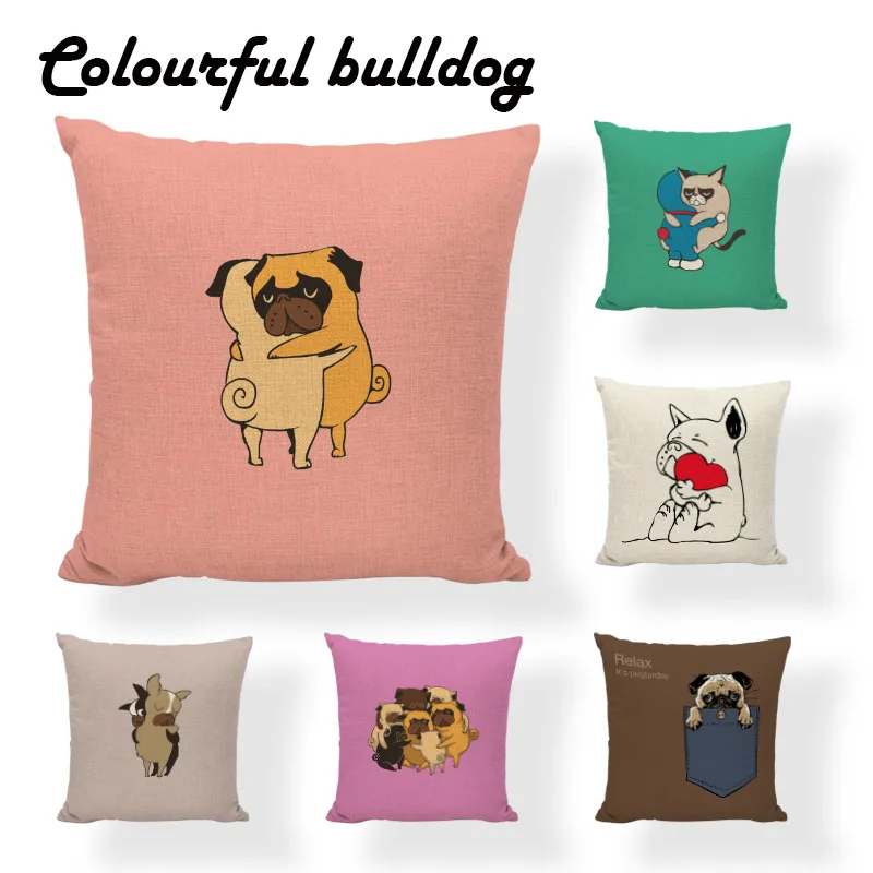 Дизайнерские дать мне Hug Наволочка на подушку щенки мопса французский Подушка с