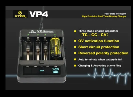 Оптовая XTAR VP4 ЖК AA AAA RCR123 18500 26650 18650 Зарядное Устройство Cargador Пилас Батареи Desulfator +