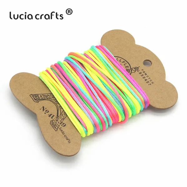 Lucia crafts 10y 1 мм/2 мм атласный шнур макраме, нейлоновый Радужный китайский узел для украшения свадебной вечеринки, аксессуары для рукоделия W0306 - Цвет: 1mm