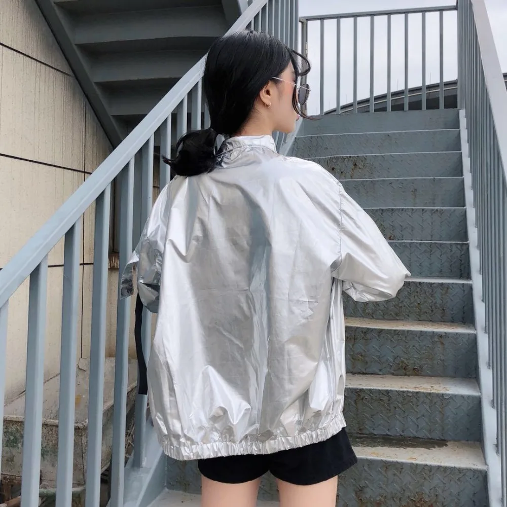 

2018 Summer fashion jacket tops Harajuku style personality loose thin coat casual loose stand collar sun protection outwear L954