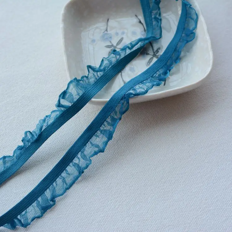 Эластичная плиссированная гипюровая вышитая кружевная лента 1 5 см Тюлевое
