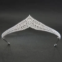 classic cz cubic zirconia wedding bridal silver tiara diadem crown women girl prom party hair jewelry accessories ch10213
