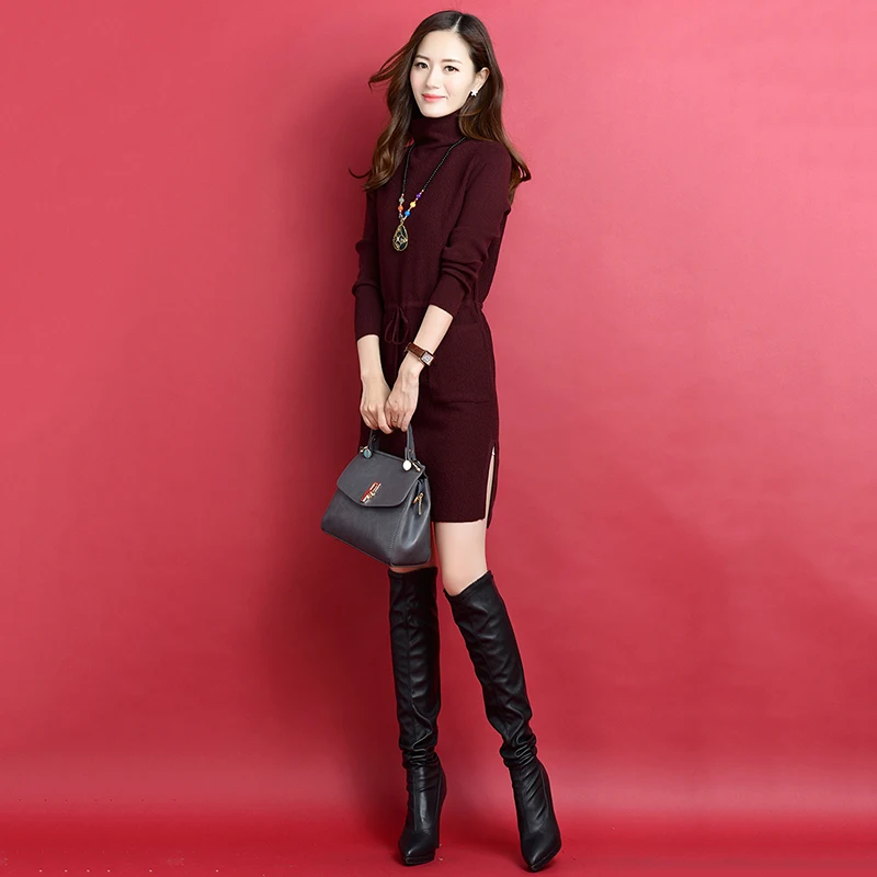 Новинка весна осень 2019 вязаное платье свитер женский корейский модный