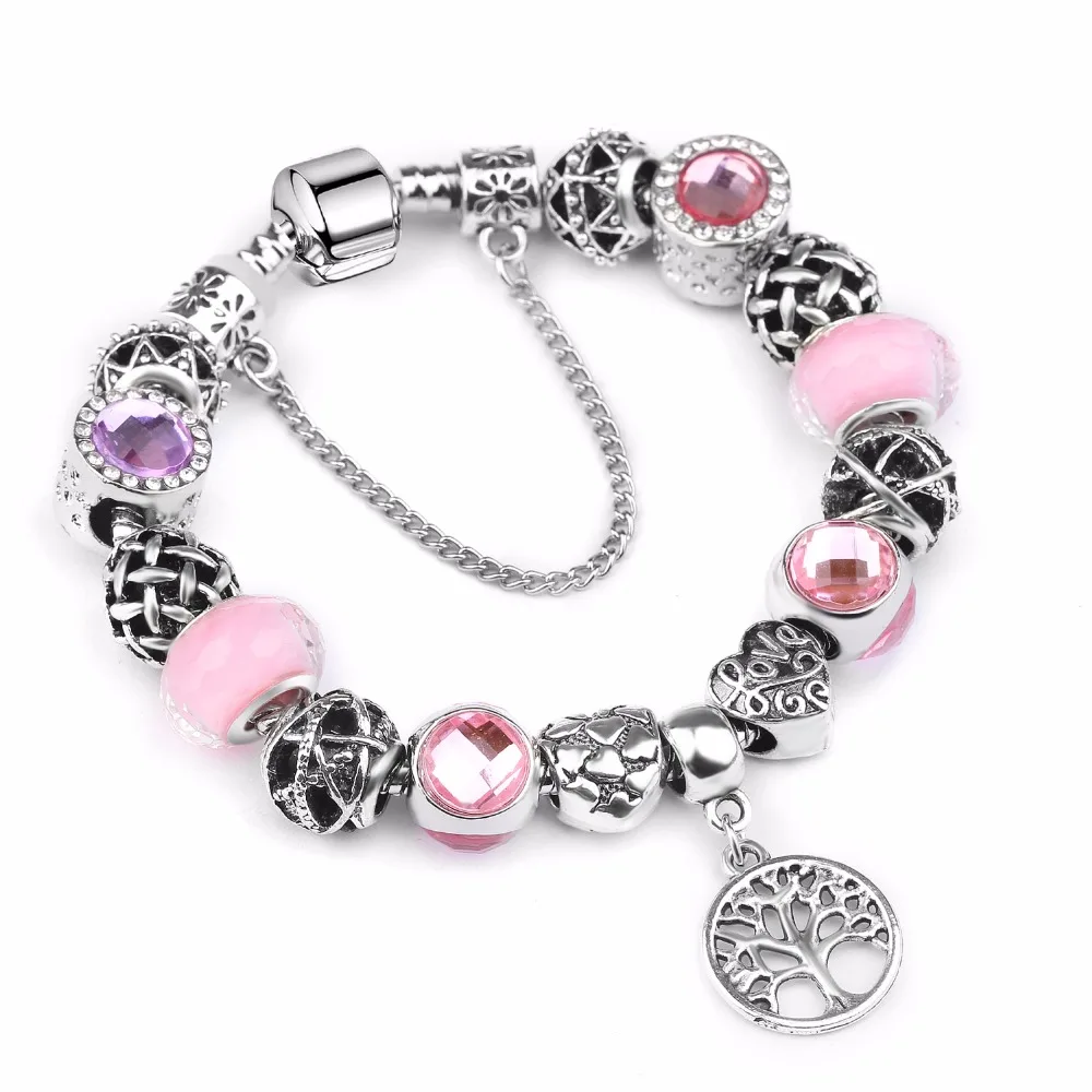 2020 Новый Винтажный посеребренный браслет с подвеской в виде дерева жизни и