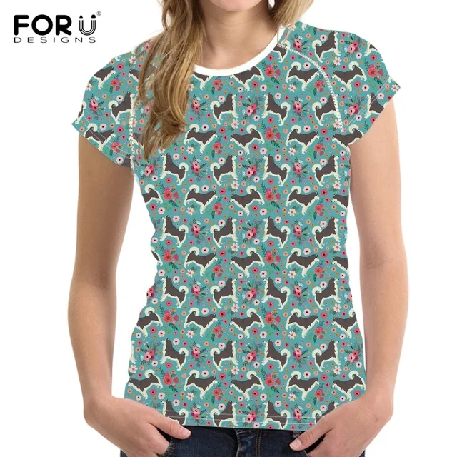 FORUDESIGNS/футболка с рисунком грубой колли; женская футболка с рисунком кавайной собаки; летние футболки с круглым вырезом для женщин; Забавные футболки с коротким рукавом - Цвет: H8636BV