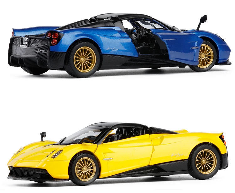 Высокая имитация 1/32, Pagani Huayra, усовершенствованная модель автомобиля из сплава, металлическое литье, оттягивание, мигающие детские игрушки, транспортные средства
