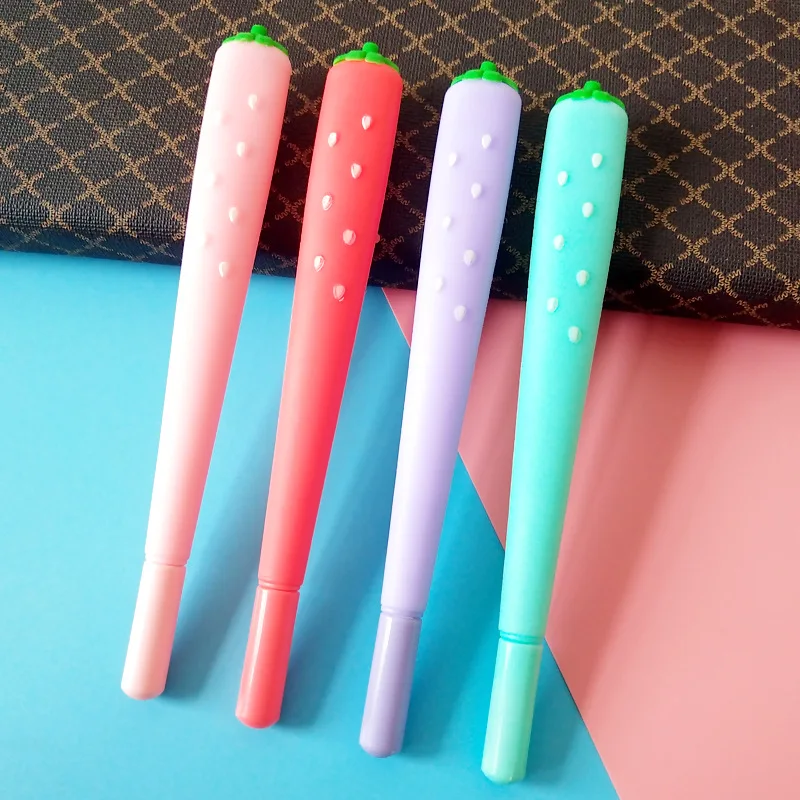 

2 Pcs 0.5mm Cute Strawberry Gel Pen Signature Pen Escolar Papelaria School Office Stationery Supply Promotional Gift